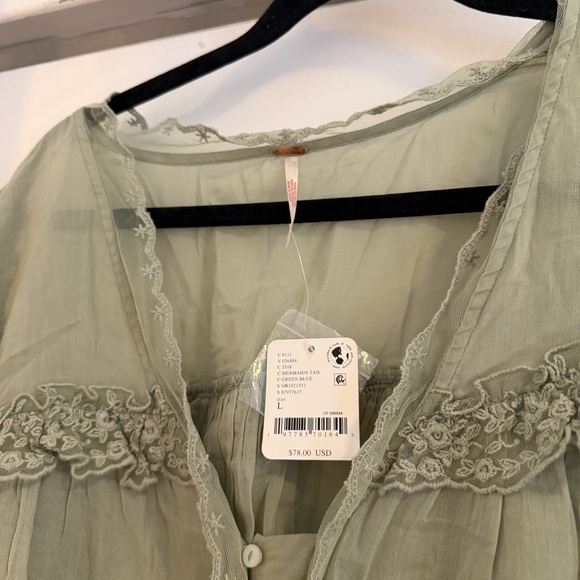 Free People Light Green Ruffle Top - Picture 2 of 7